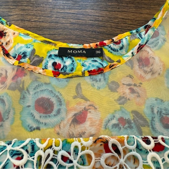Moma Yellow Floral with Lace Overlay - Picture 2 of 9